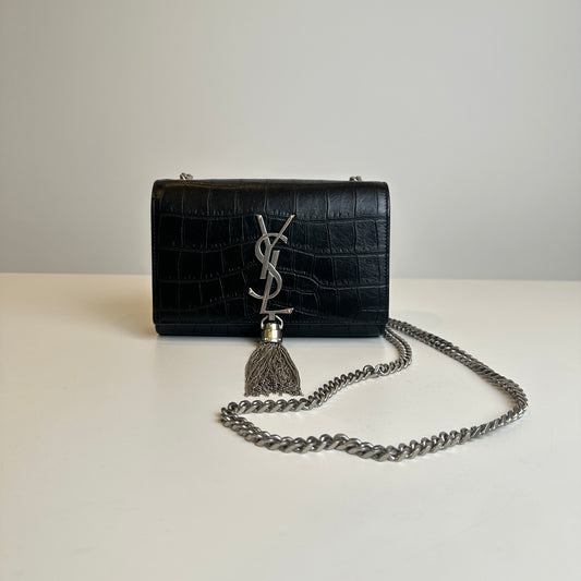 YSL Black Crocodile Embossing KATE bag