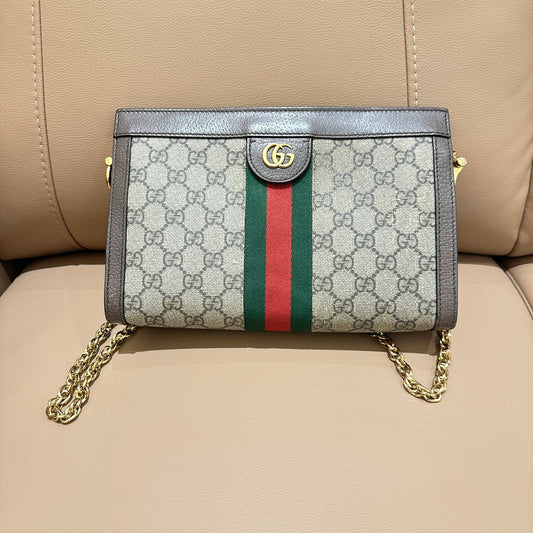 Gucci Ophidia Gold GG Logo Chain Strap Bag