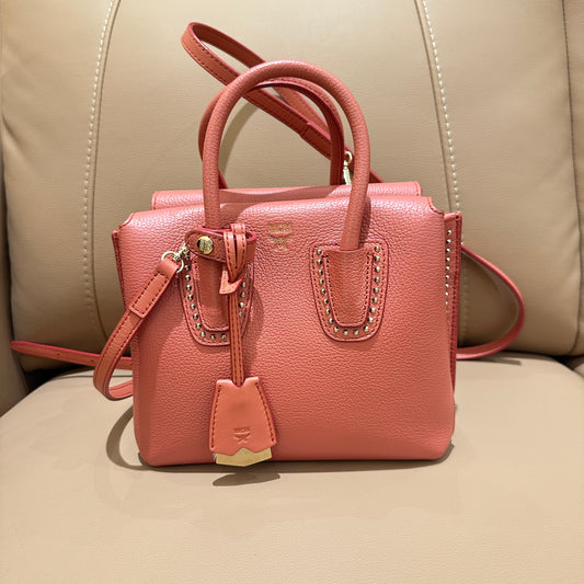 MCM Red Bean Pink Leather Bag