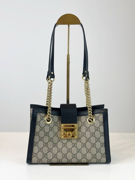 GUCCI GG SUPREME CANVAS PADLOCK SHOULDER BAG