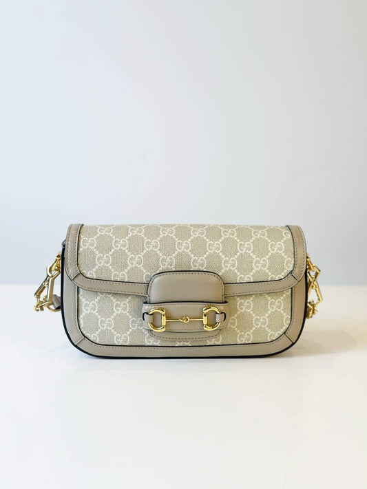 GUCCI HORSEBIT 1955 SMALL BEIGE SHOULDER BAG