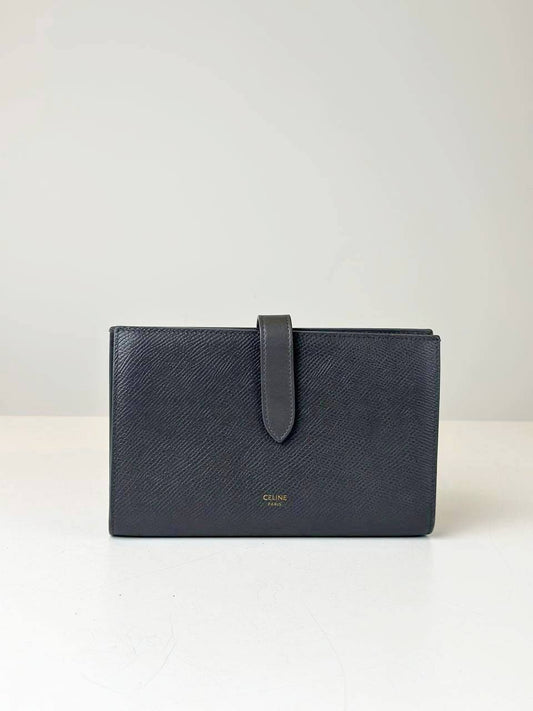 CELINE MEDIUM GREY WALLET IN GRAINED CALFSKIN