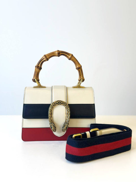 GUCCI TRICOLOR LEATHER MEDIUM DIONYSUS BAMBOO TOP HANDLE BAG