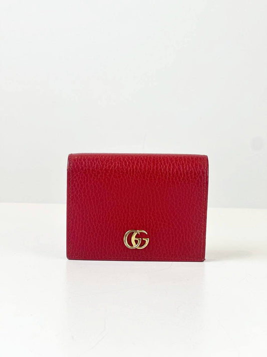 GUCCI GG MARMONT RED LEATHER SMALL WALLET