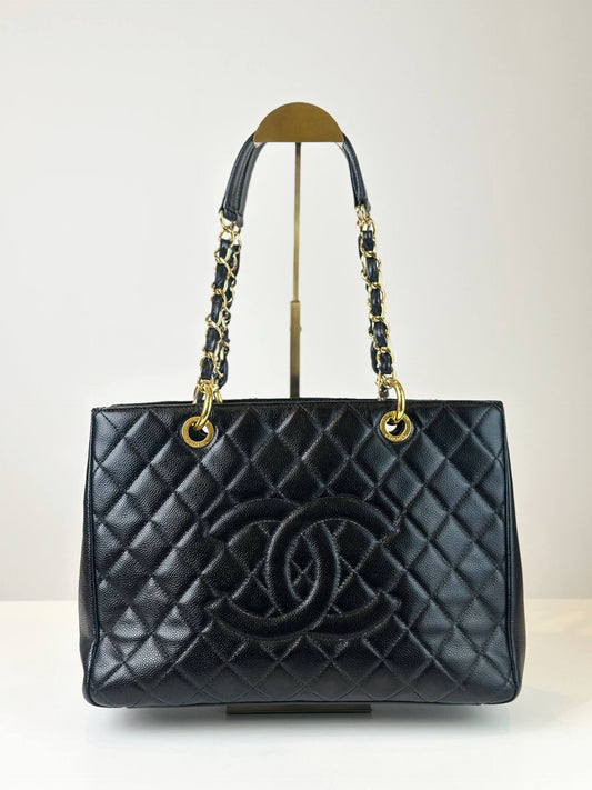 CHANEL GST GRAND SHOPPING BLACK TOTE BAG GHW