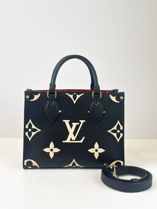 LOUIS VUITTON ON THE GO PM BICOLOUR MONOGRAM EMPREINTE LEATHER TOTE BAG