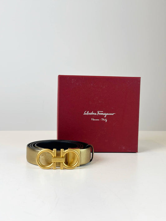 SALVATORE FERRAGAMO GOLD BELT FULL SET