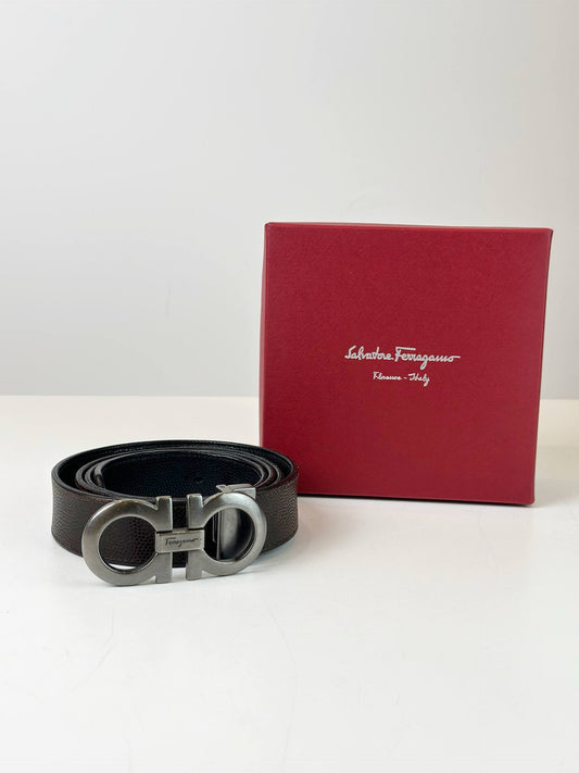 SALVATORE FERRAGAMO DARK BROWN BELT