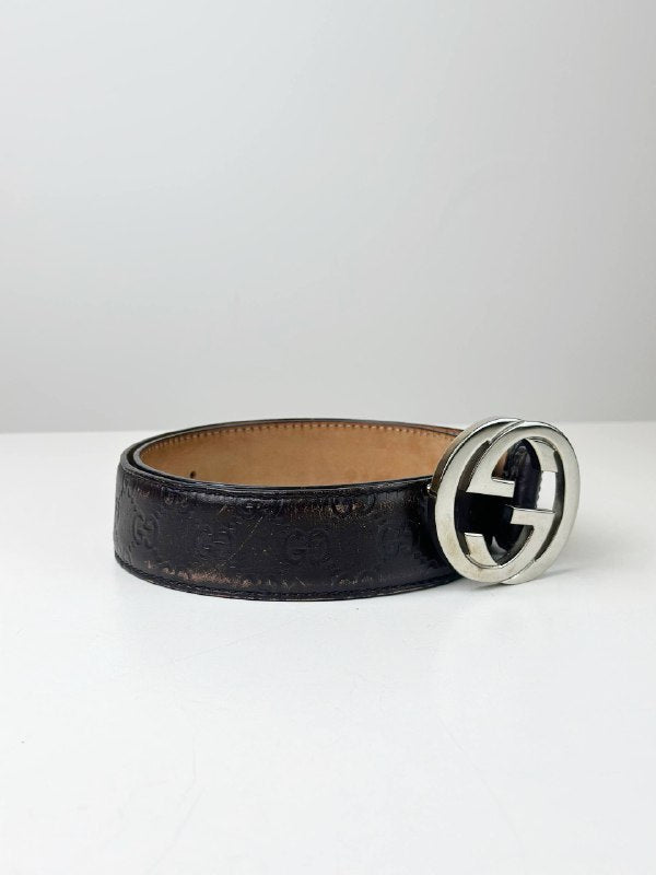 GUCCI GUCCISSIMA INTERLOCKING G BROWN BELT