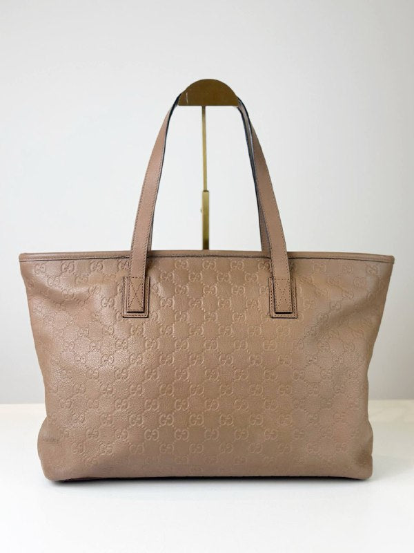GUCCI GUCCISSIMA BROWN LEATHER TOTE BAG