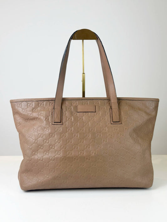 GUCCI GUCCISSIMA BROWN LEATHER TOTE BAG