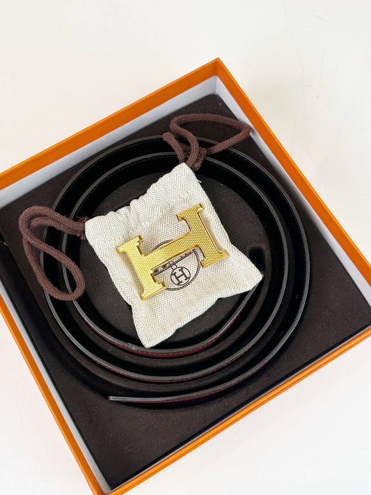 HERMES H TOUAREG REVERSIBLE LEATHER MAROON BELT