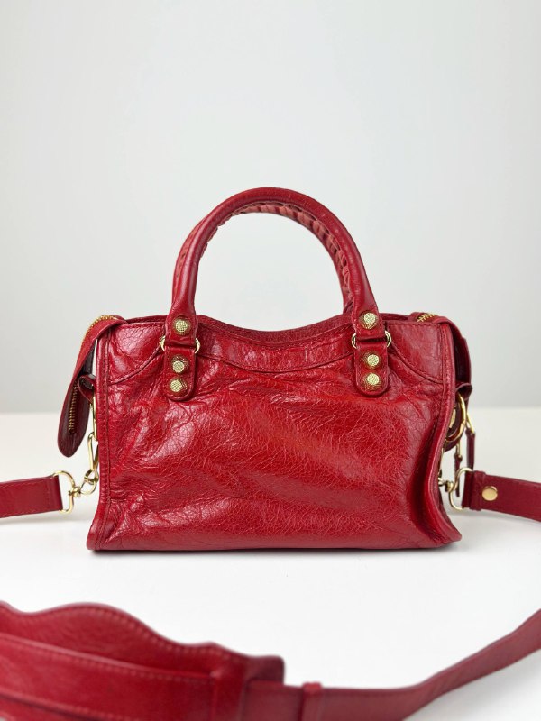 BALENCIAGA MINI CITY RED CROSSBODY BAG GHW