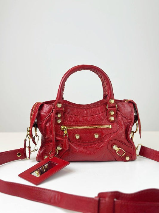 BALENCIAGA MINI CITY RED CROSSBODY BAG GHW
