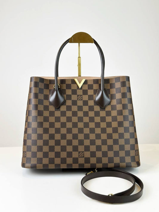 LOUIS VUITTON KENSINGTON DAMIER EBENE TOTE BAG WITH STRAP
