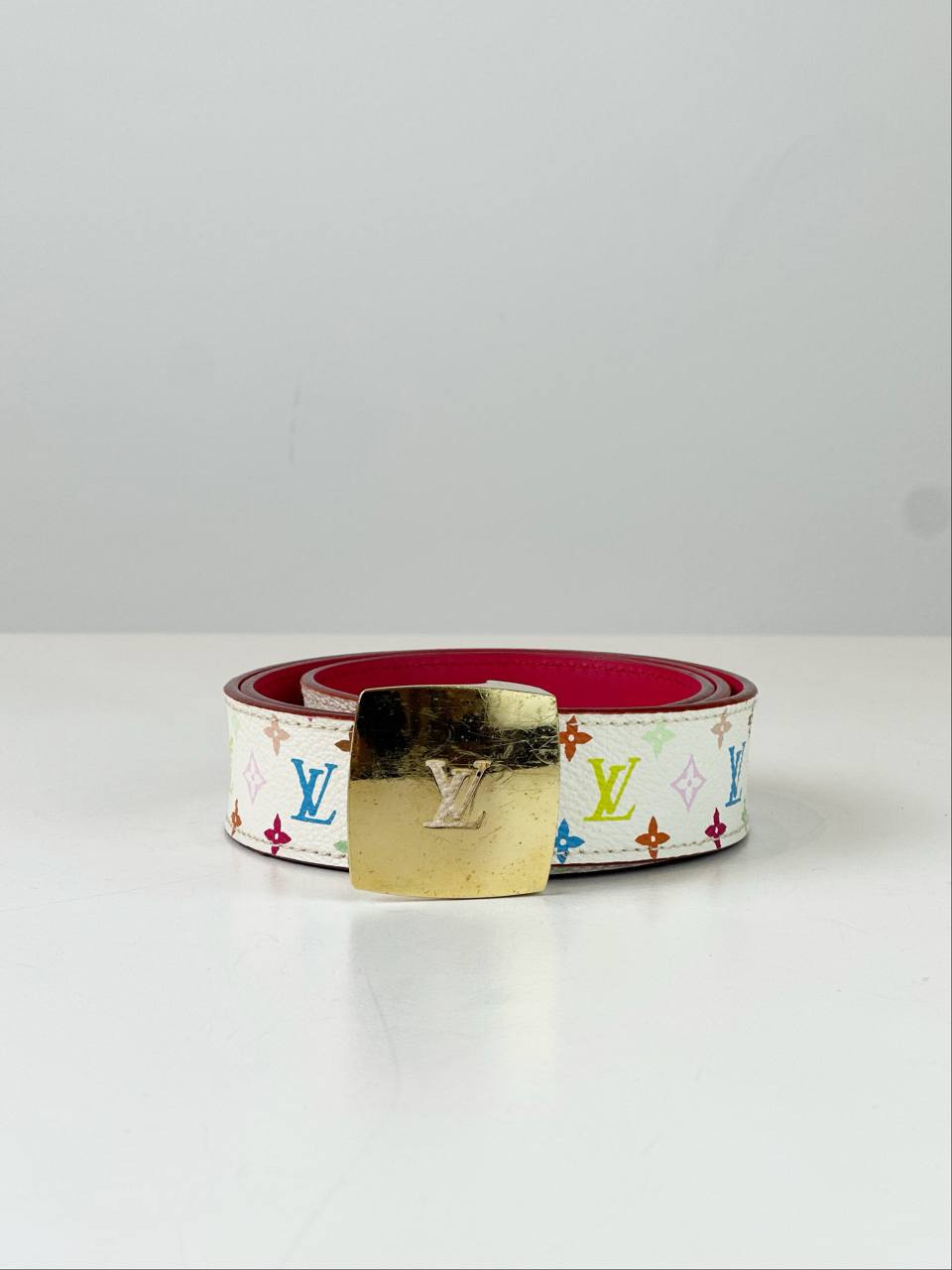 LOUIS VUITTON WHITE MULTICOLOR REVERSIBLE BELT