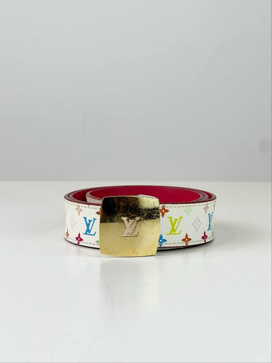 LOUIS VUITTON WHITE MULTICOLOR REVERSIBLE BELT