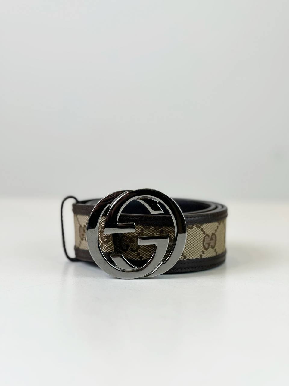 GUCCI GG CANVAS INTERLOCKING BROWN BELT