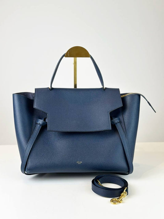CELINE NAVY BLUE MINI BELT BAG WITH STRAP