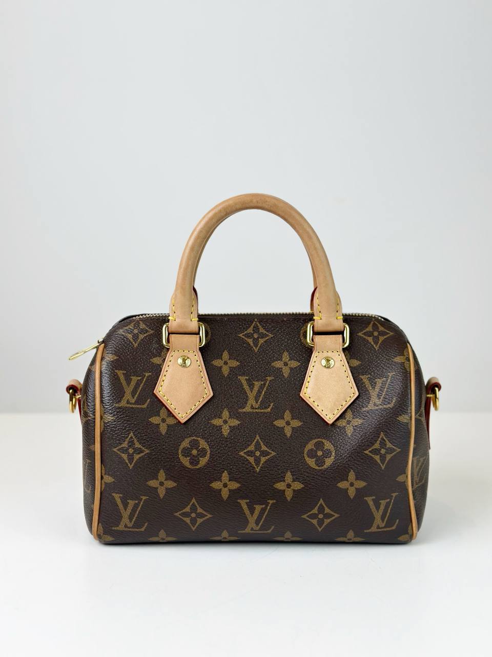 LOUIS VUITTON SPEEDY 20 MONOGRAM TOP HANDLE BAG WITH STRAP