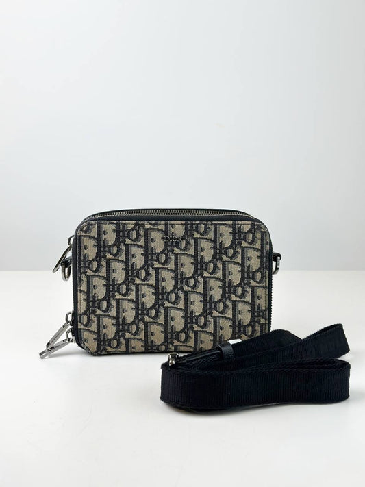 DIOR DOUBLE ZIP OBLIQUE JACQUARD CROSSBODY BAG