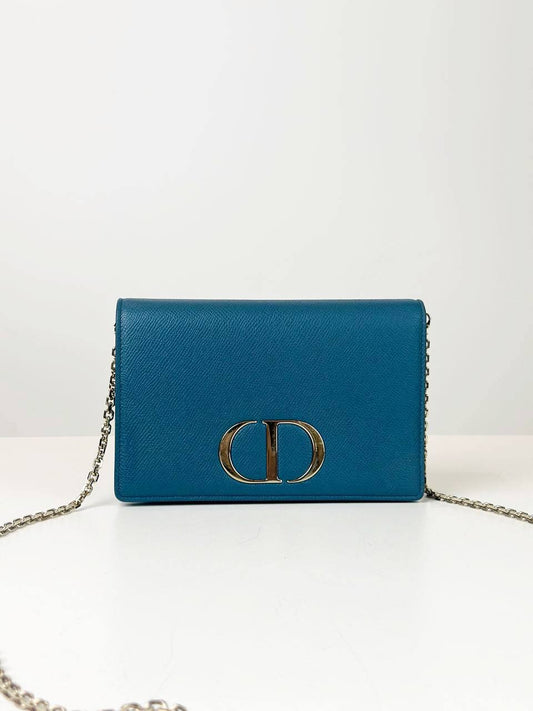 DIOR MONTAIGNE BLUE WALLET ON CHAIN 2 WAY SHOULDER / BELT BAG