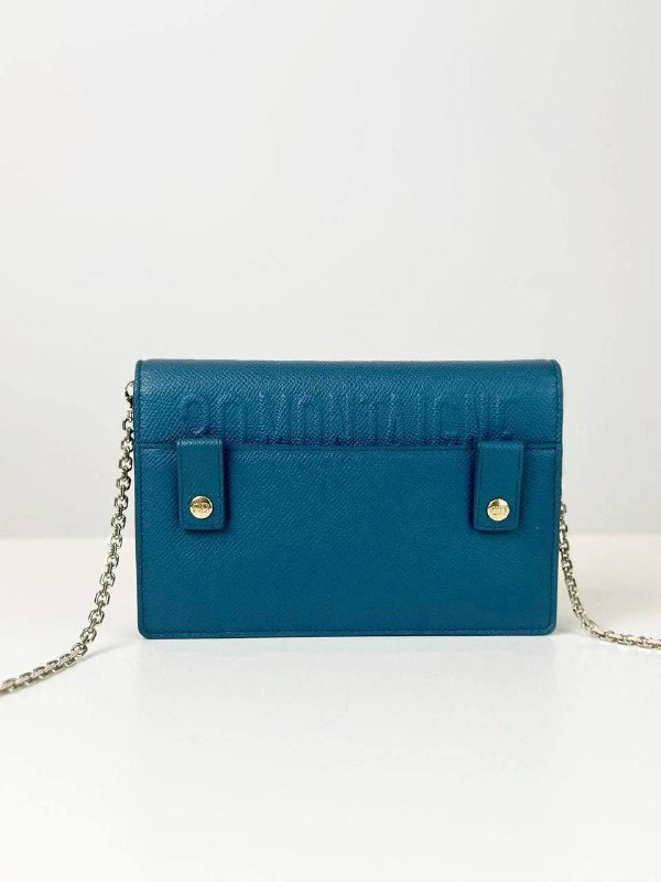 DIOR MONTAIGNE BLUE WALLET ON CHAIN 2 WAY SHOULDER / BELT BAG