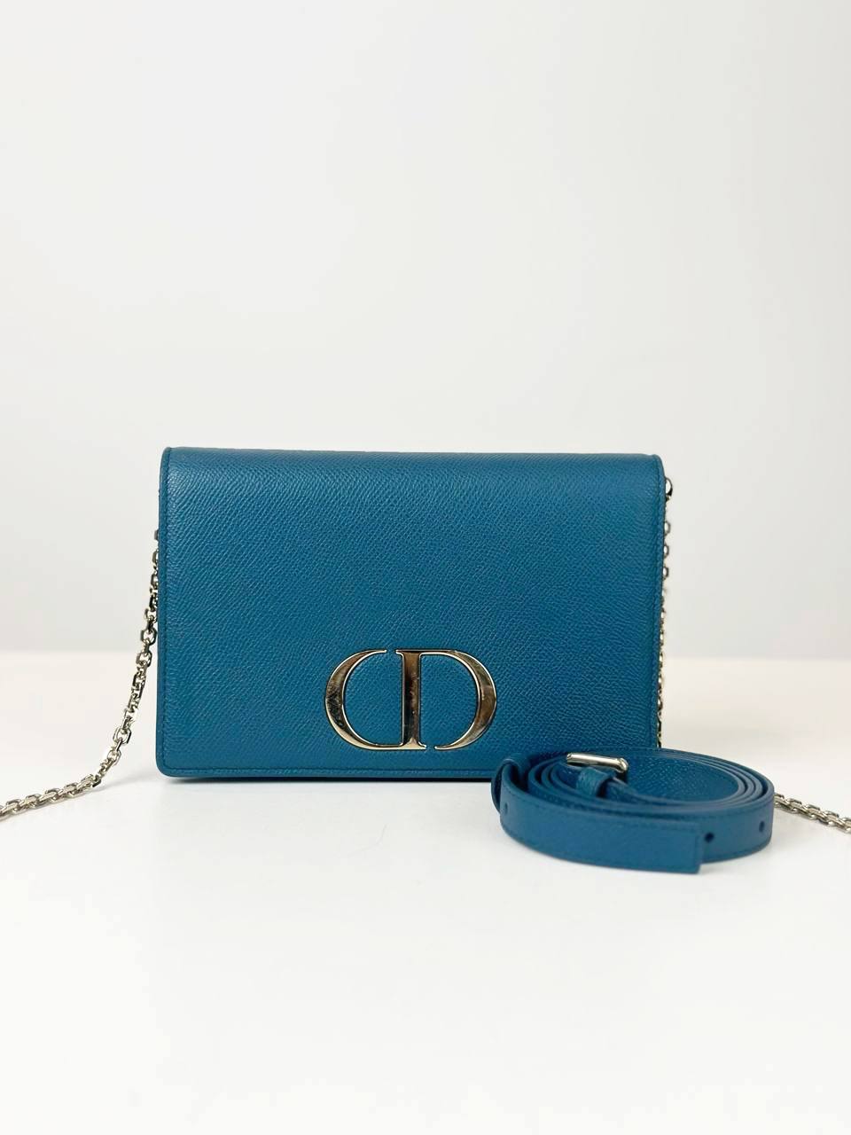DIOR MONTAIGNE BLUE WALLET ON CHAIN 2 WAY SHOULDER / BELT BAG