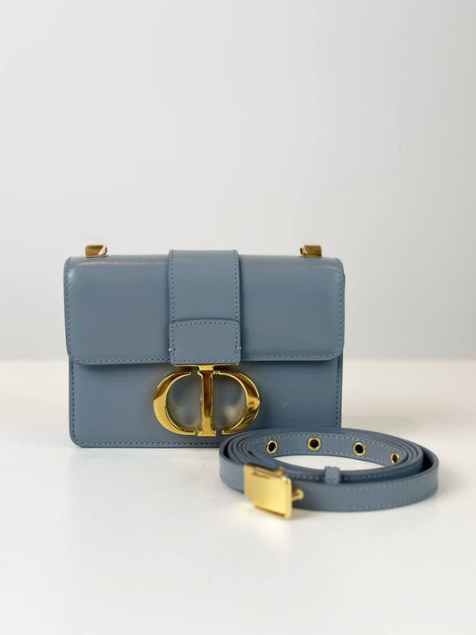 DIOR MICRO MONTAIGNE BLUE FLAP SHOULDER BAG
