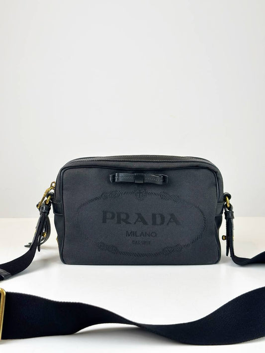 PRADA NYLON BLACK CAMERA CROSSBODY BAG