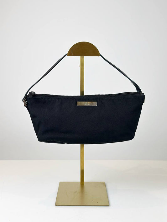 GUCCI BLACK NYLON BOAT POCHETTE BAG