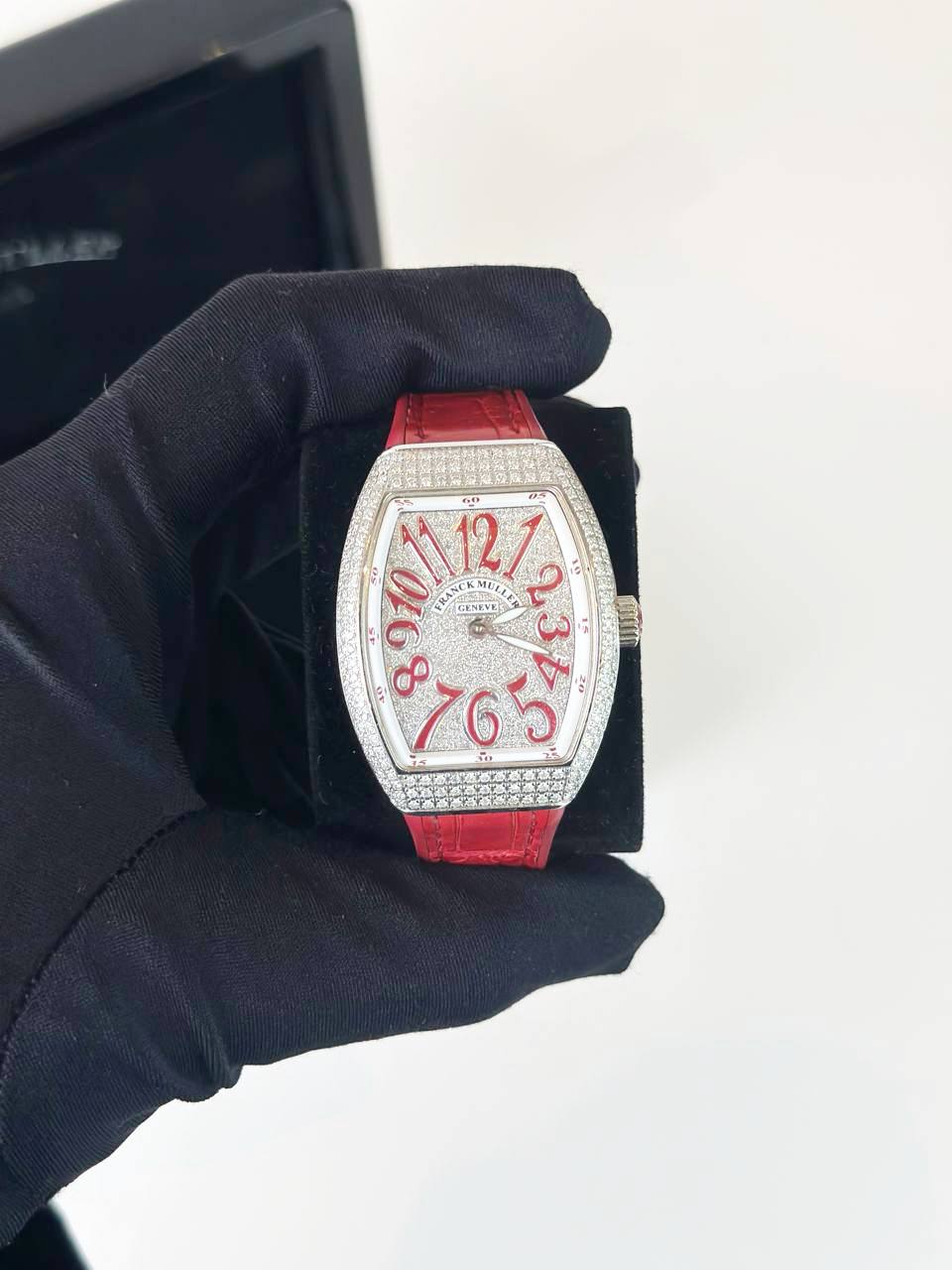 FRANCK MULLER VANGUARD RED DIAMOND DIAL WATCH