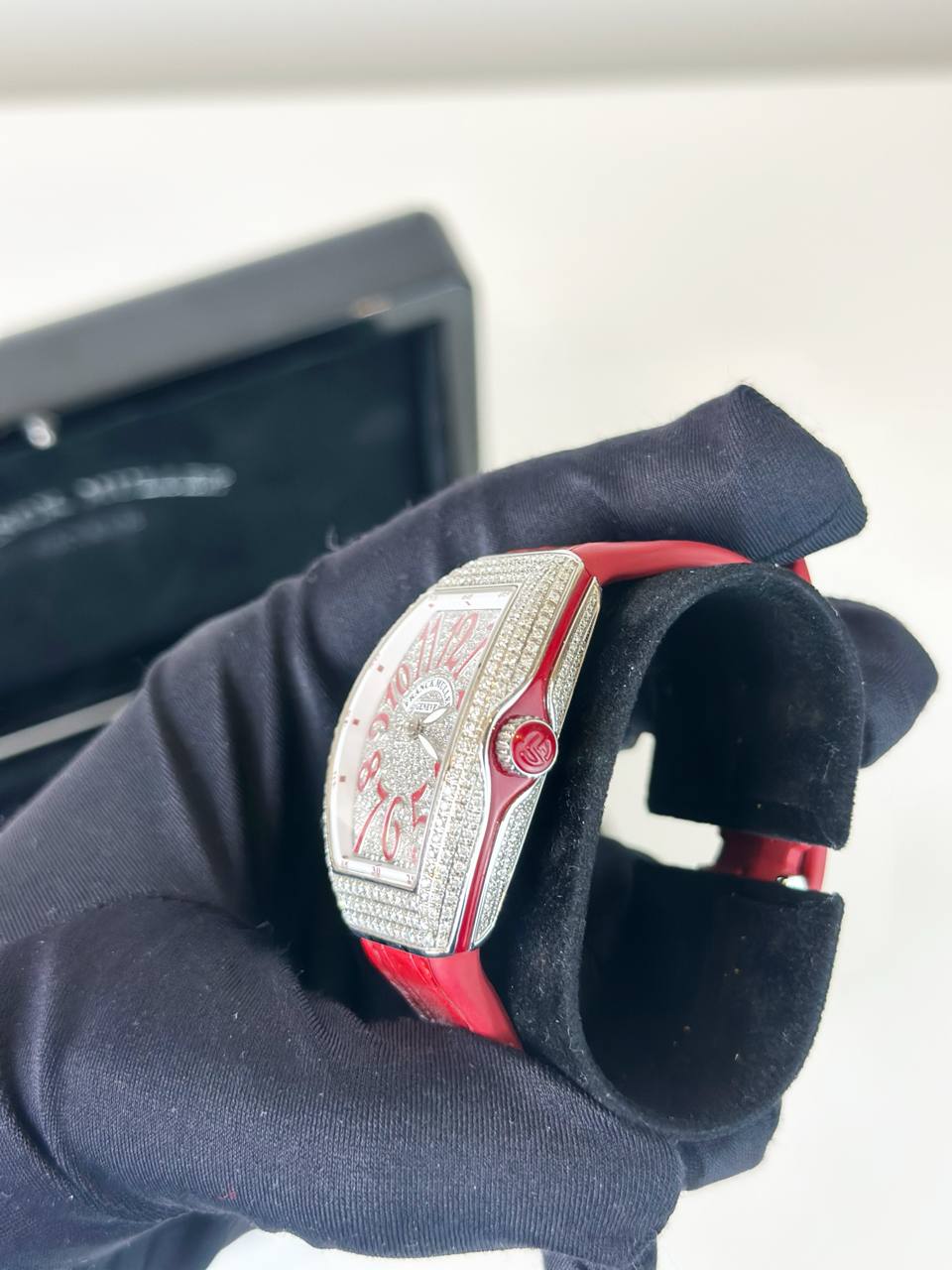 FRANCK MULLER VANGUARD RED DIAMOND DIAL WATCH