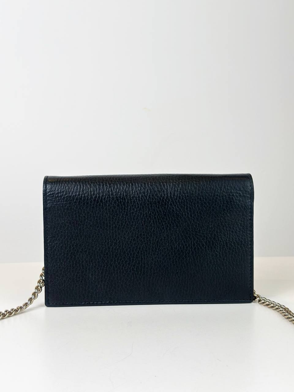 GUCCI GG INTERLOCKING BLACK WALLET ON CHAIN