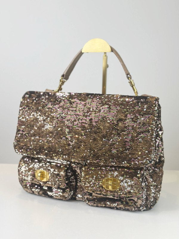 MIU MIU SEQUIN SHOULDER BAG WITH STRAP