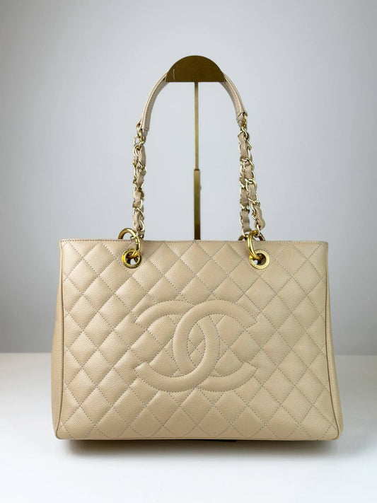 CHANEL GST GRAND SHOPPING BEIGE TOTE BAG GHW