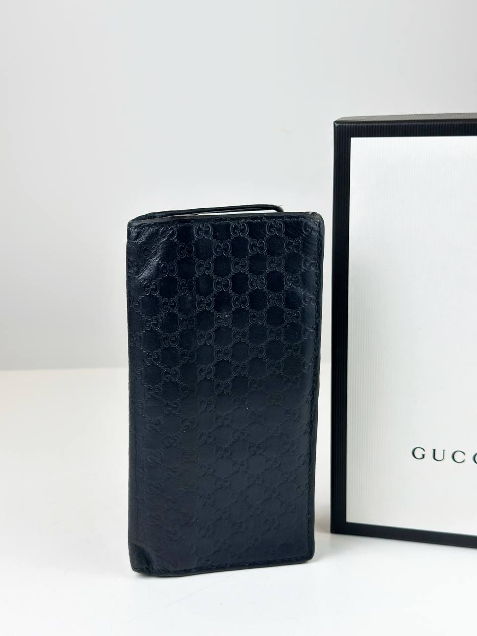 GUCCI MICROGUCCISSIMA BLACK BI-FOLD LONG WALLET