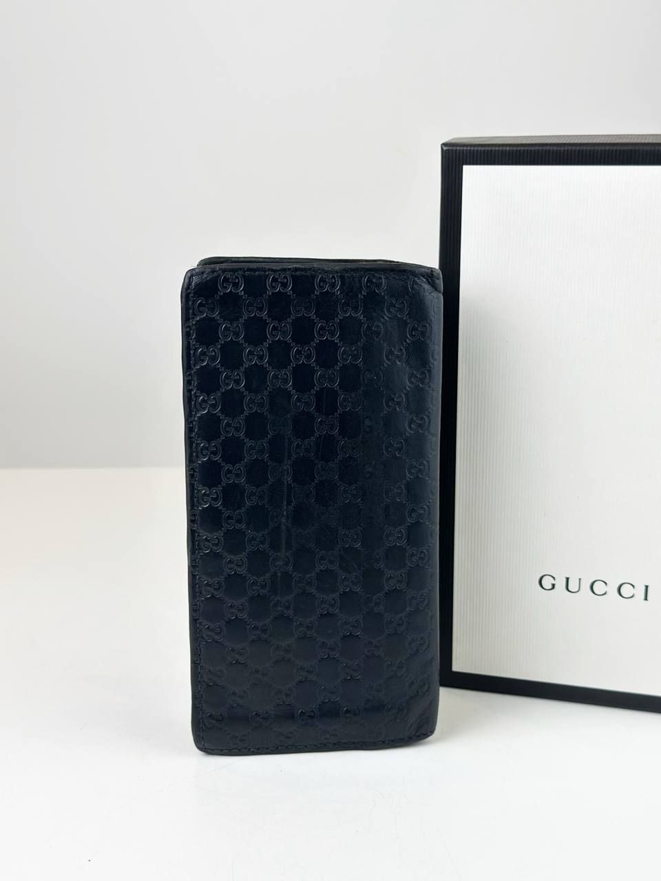 GUCCI MICROGUCCISSIMA BLACK BI-FOLD LONG WALLET