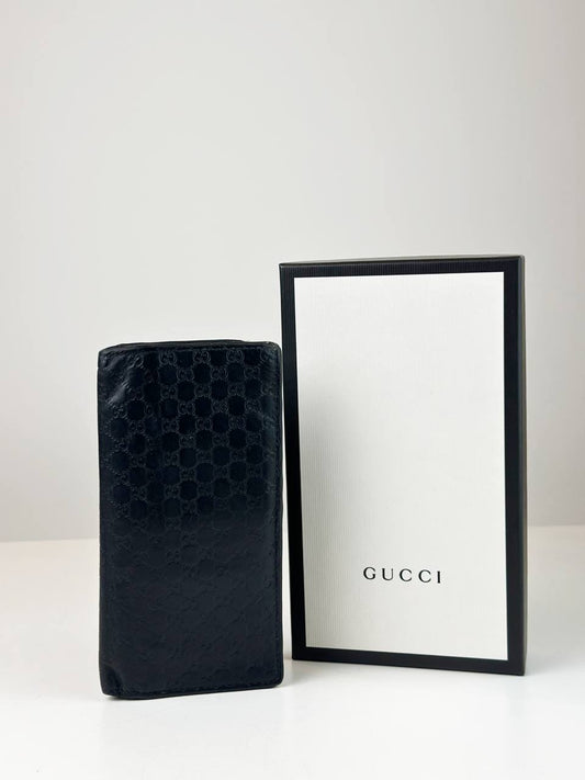 GUCCI MICROGUCCISSIMA BLACK BI-FOLD LONG WALLET