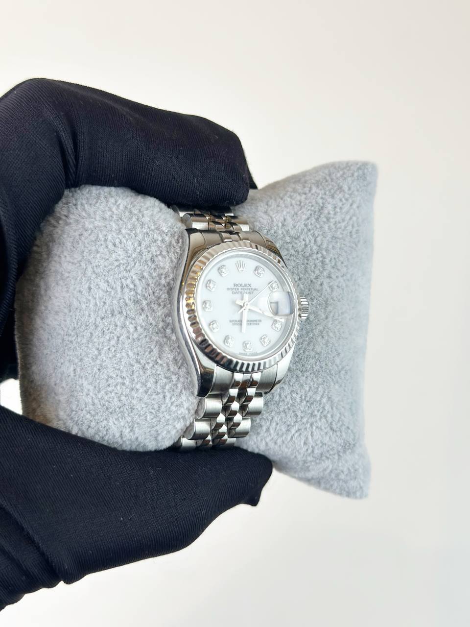 ROLEX LADY-DATEJUST WHITE DIAMOND DIAL STEEL AND WHITE GOLD JUBILEE WATCH