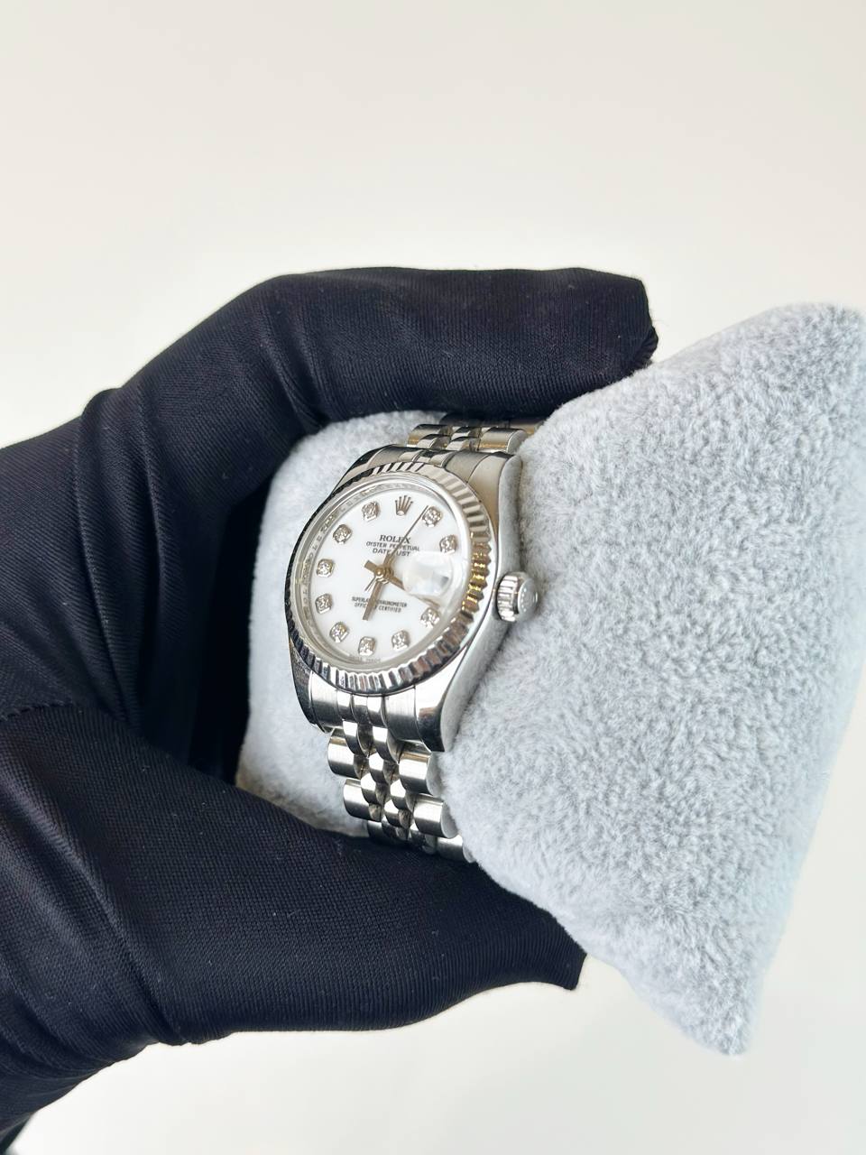 ROLEX LADY-DATEJUST WHITE DIAMOND DIAL STEEL AND WHITE GOLD JUBILEE WATCH