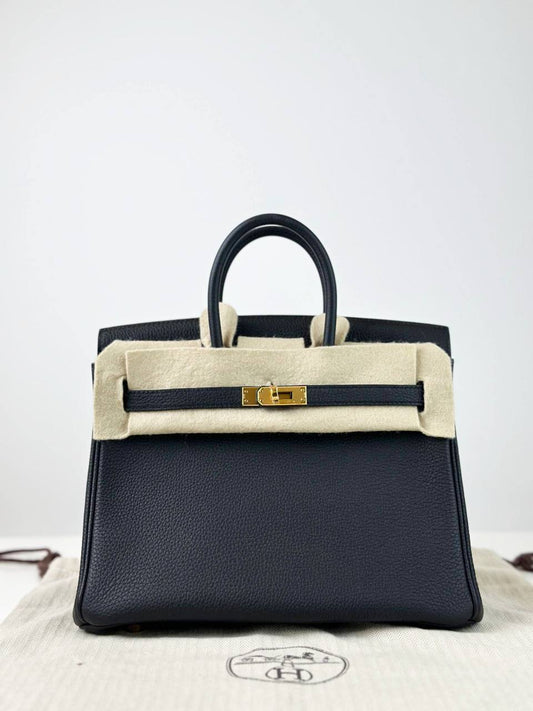 HERMES BIRKIN 25 NOIR HANDBAG GHW
