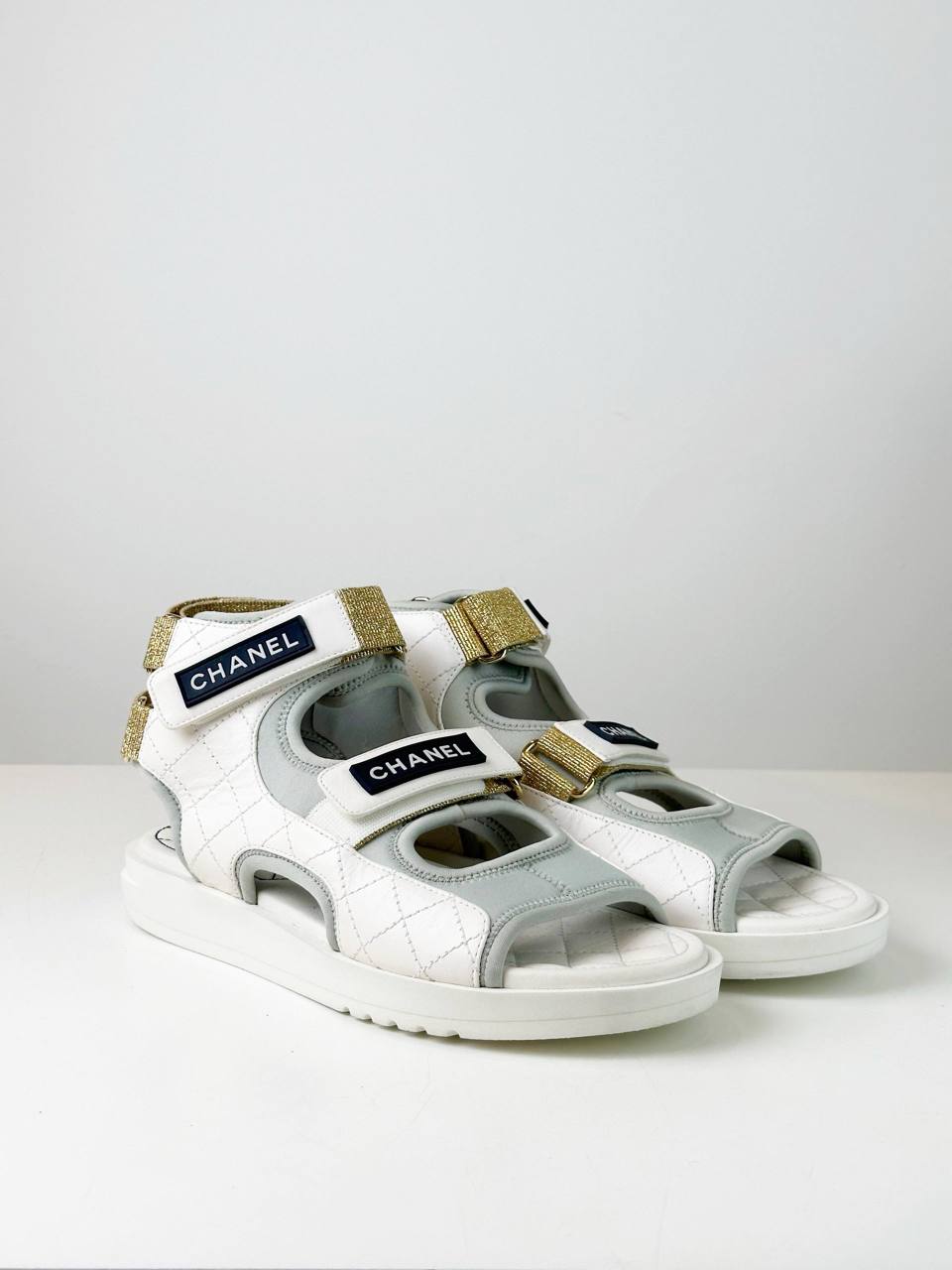 CHANEL WHITE DAD SANDALS