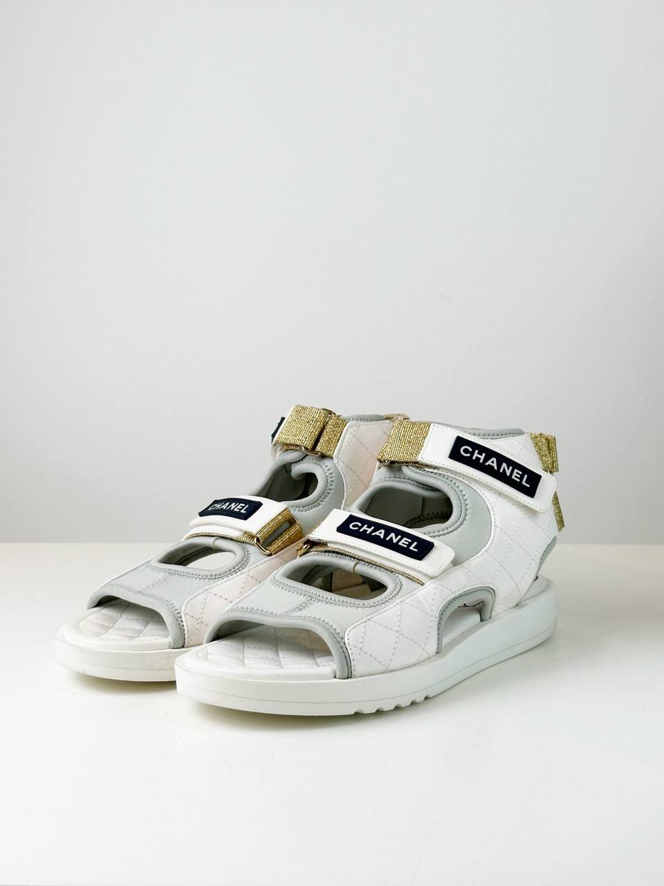CHANEL WHITE DAD SANDALS