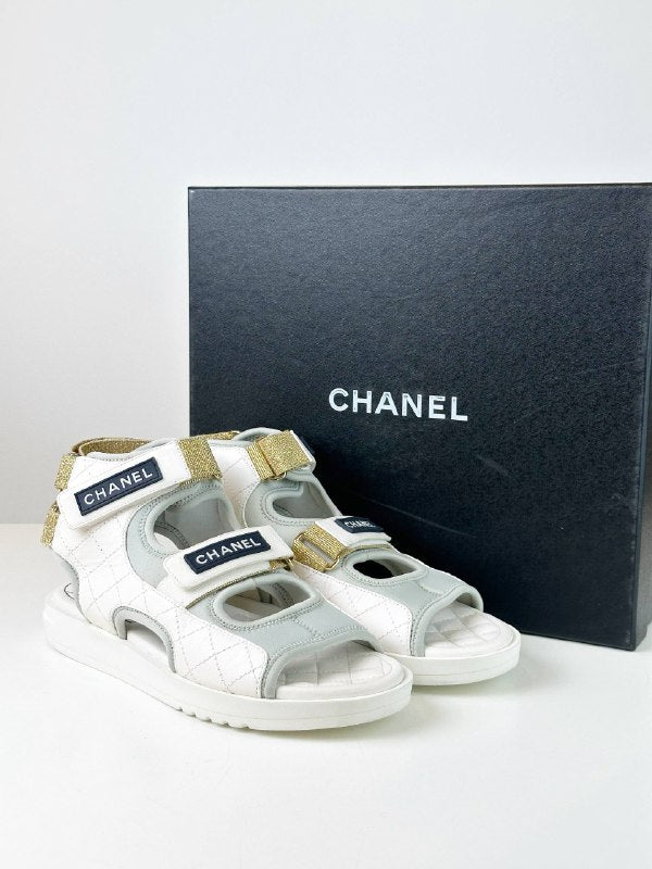 CHANEL WHITE DAD SANDALS