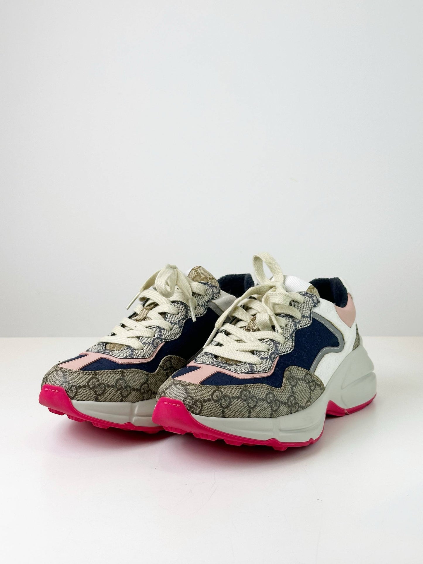 GUCCI GG SUPREME BLUE WHITE PINK RHYTON SNEAKERS