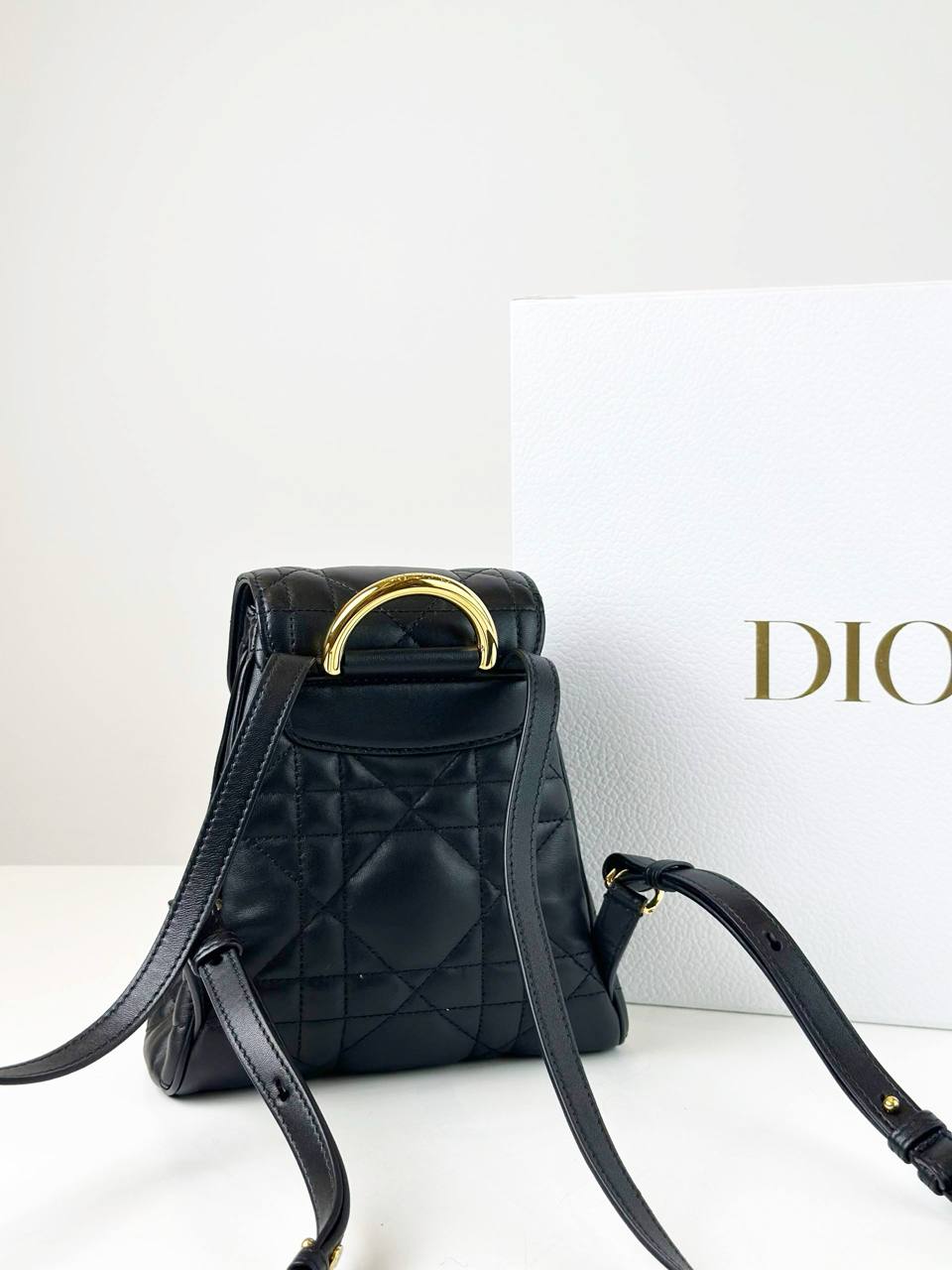 DIOR CARO NANO BLACK MACROCANNAGE BACKPACK