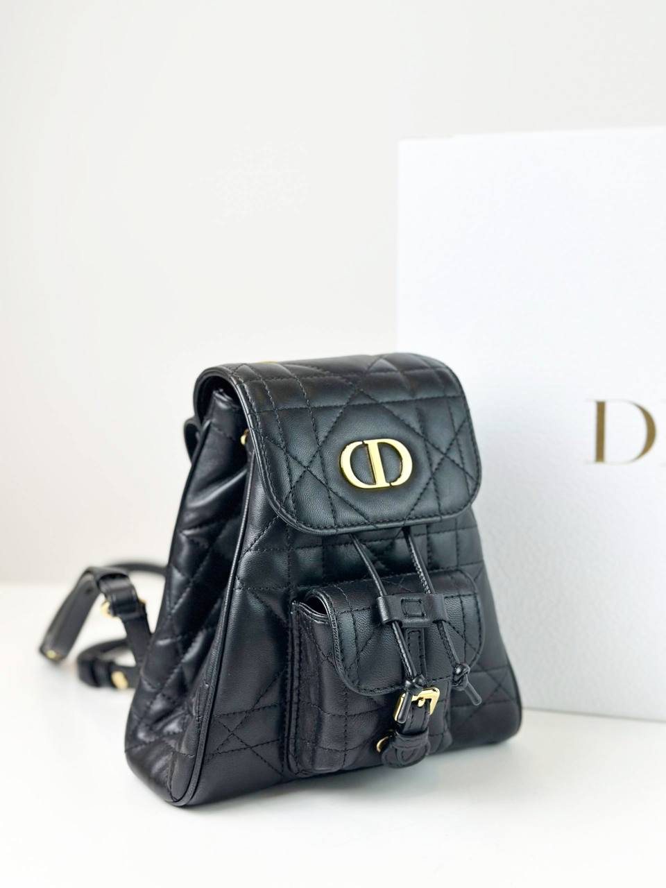 DIOR CARO NANO BLACK MACROCANNAGE BACKPACK