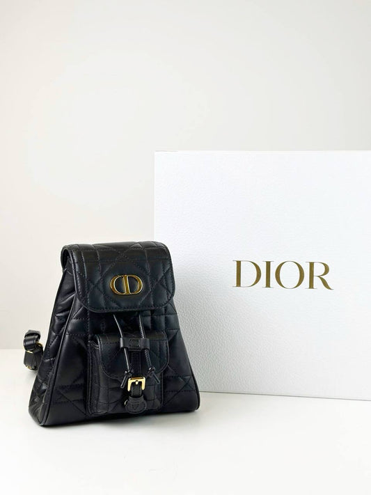DIOR CARO NANO BLACK MACROCANNAGE BACKPACK