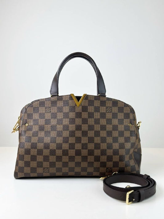 LOUIS VUITTON DAMIER EBENE KENSINGTON BOWLING BAG WITH STRAP